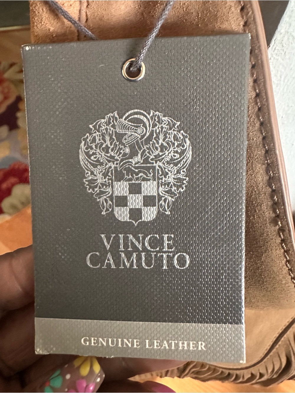 Vince Camuto Cognac Suede Fringe Hobo - Picture 6 of 7